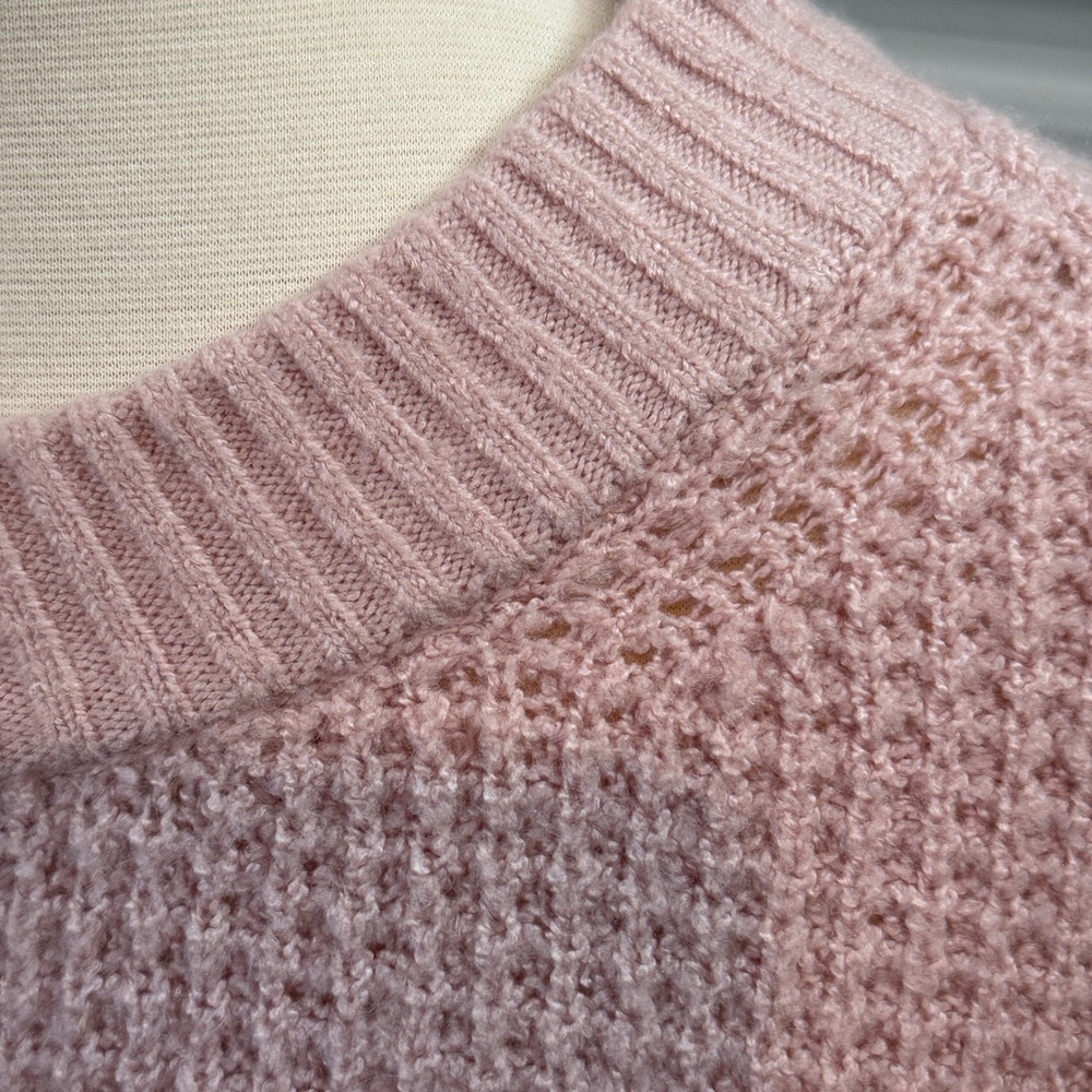 American Eagle Pink Waffle Knit Crew Neck Long Sleeve Sweater Size S - Picture 5 of 14